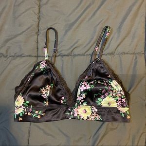 aerie Floral Satin Triangle Bralette